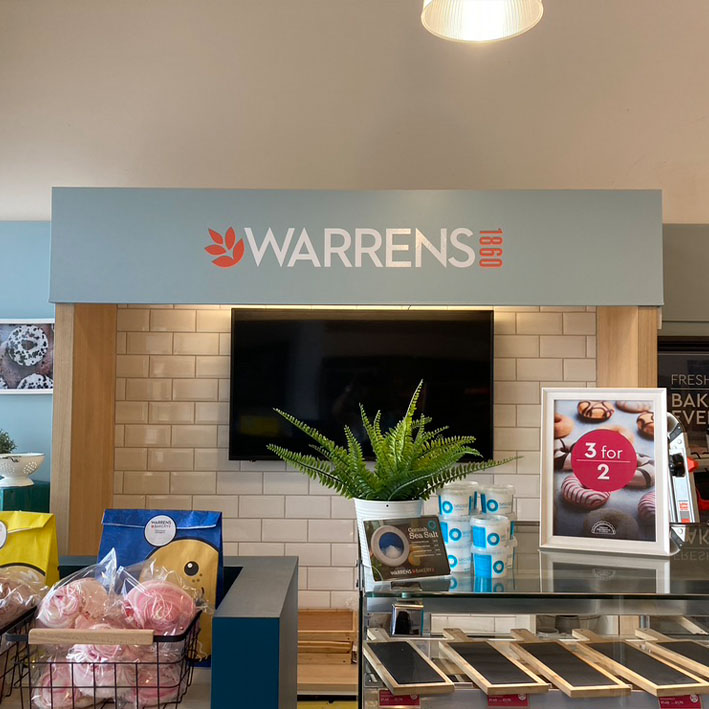 Warrens Bakery internal signage and graphics