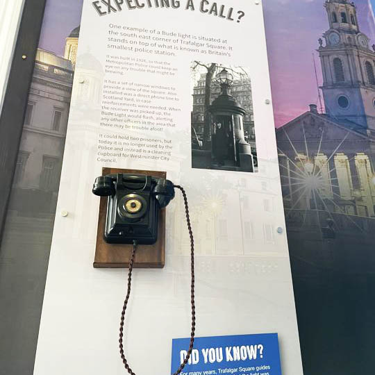 The audio telephone mounted within its heritage interpretation panel.