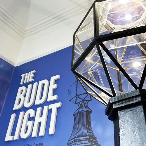 The completed Bude Light replica in the exhibition.