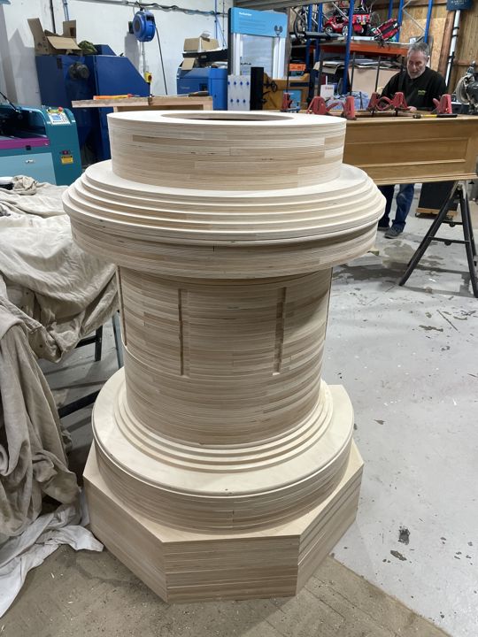 Bude Light Replica: the shaped base during manufacture.