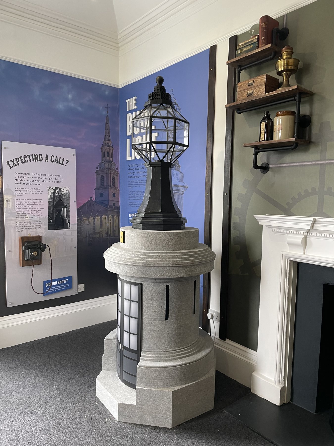 The completed Bude Light replica in the exhibition.