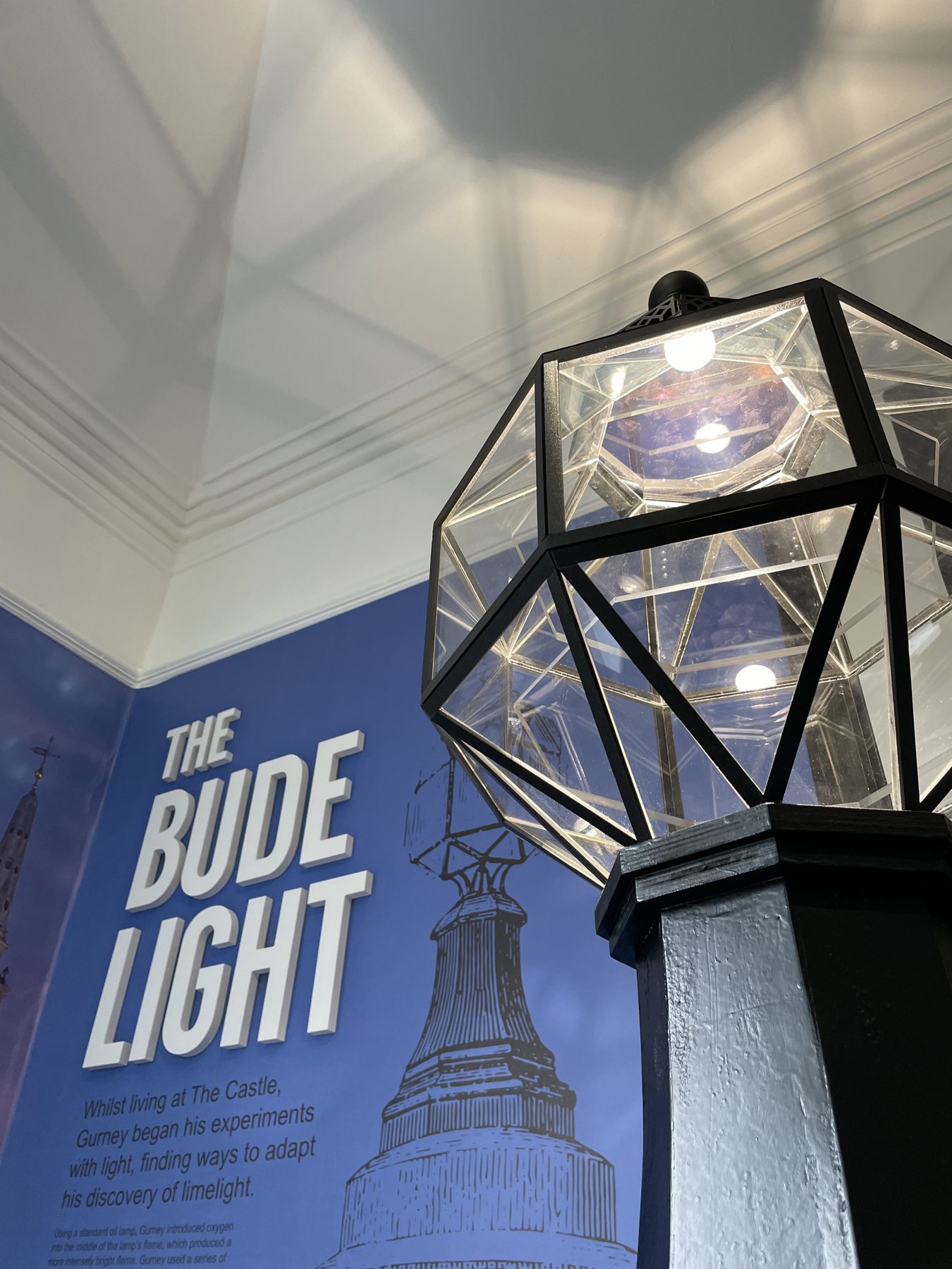 Bude Light Replica: the illuminated lantern at the top of the replica.
