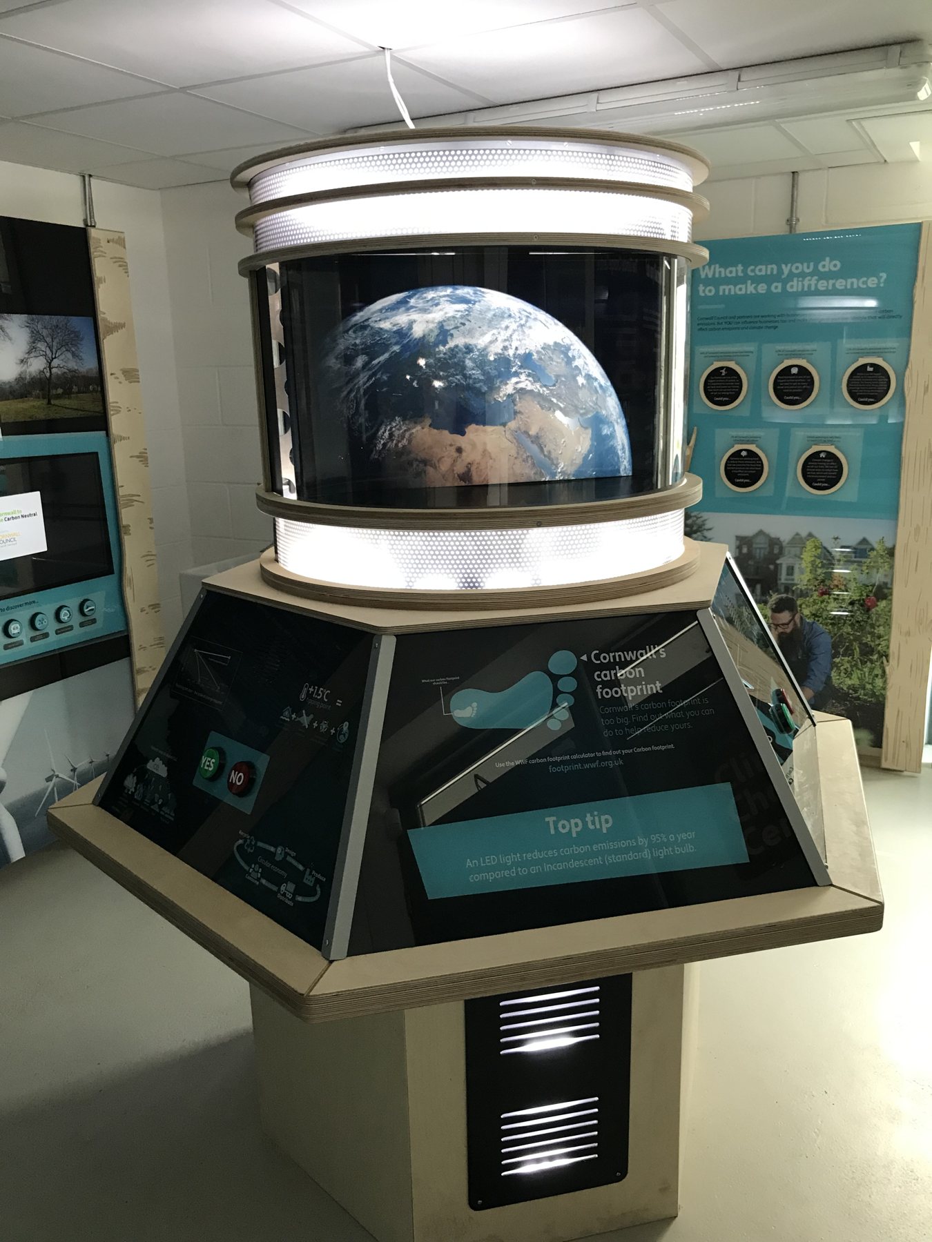 The finished climate change console with its central display.