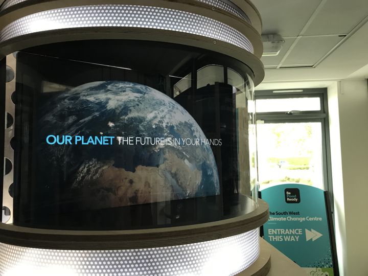 Climate Change Console: close-up of the curved central display.