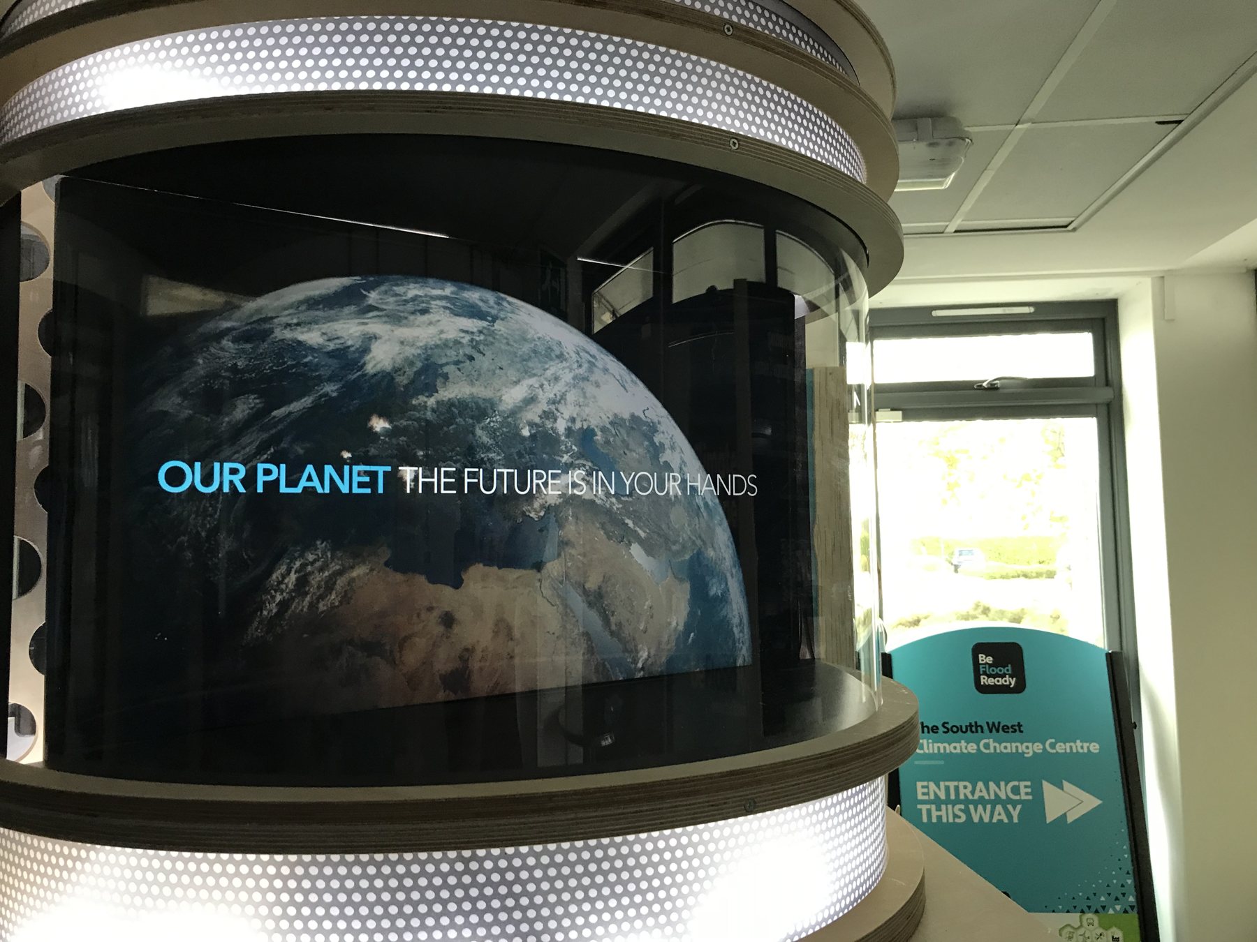 Climate Change Console: close-up of the curved central display.