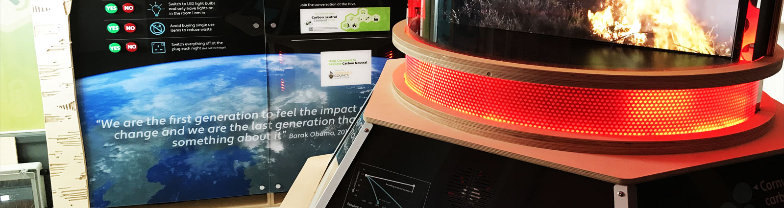 The finished climate change console with its central display.