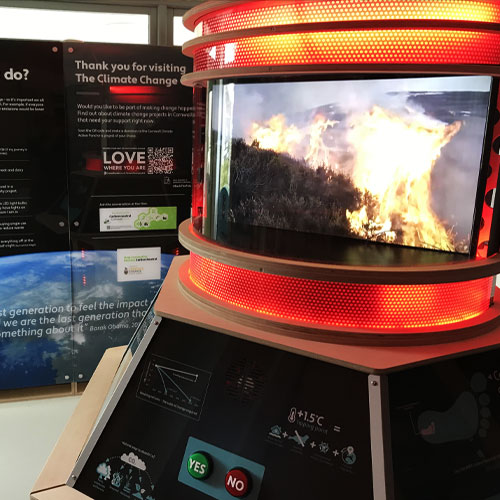 The finished climate change console with its central display.