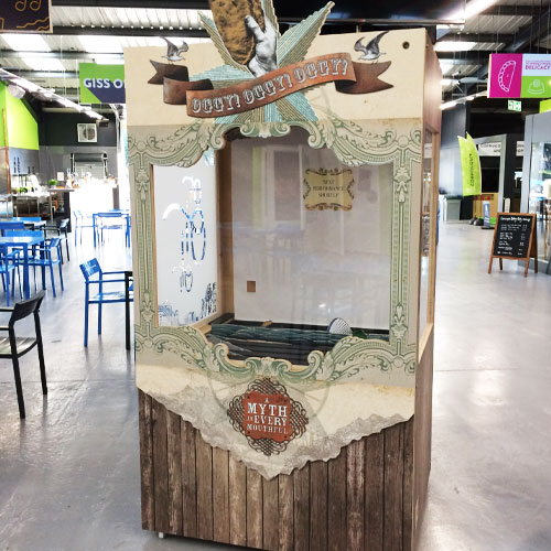 The completed Oggy Oggy theatrical cabinet.