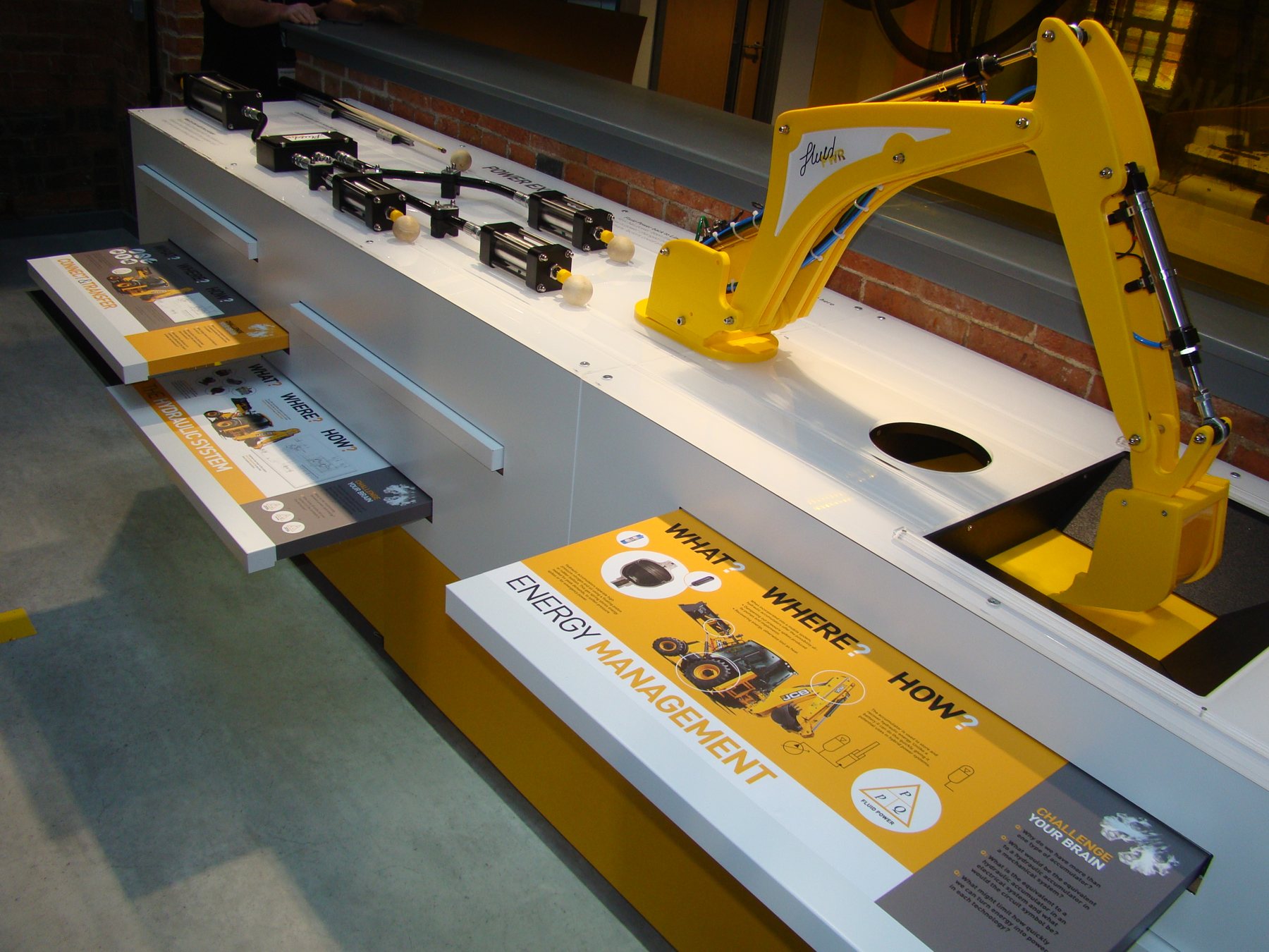 JCB Digger Arm: the completed engineering activity with its controls and target.