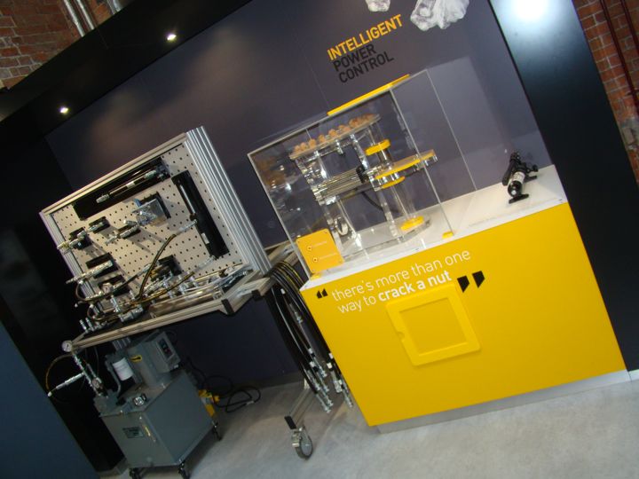 The completed hydraulic nutcracker exhibit.