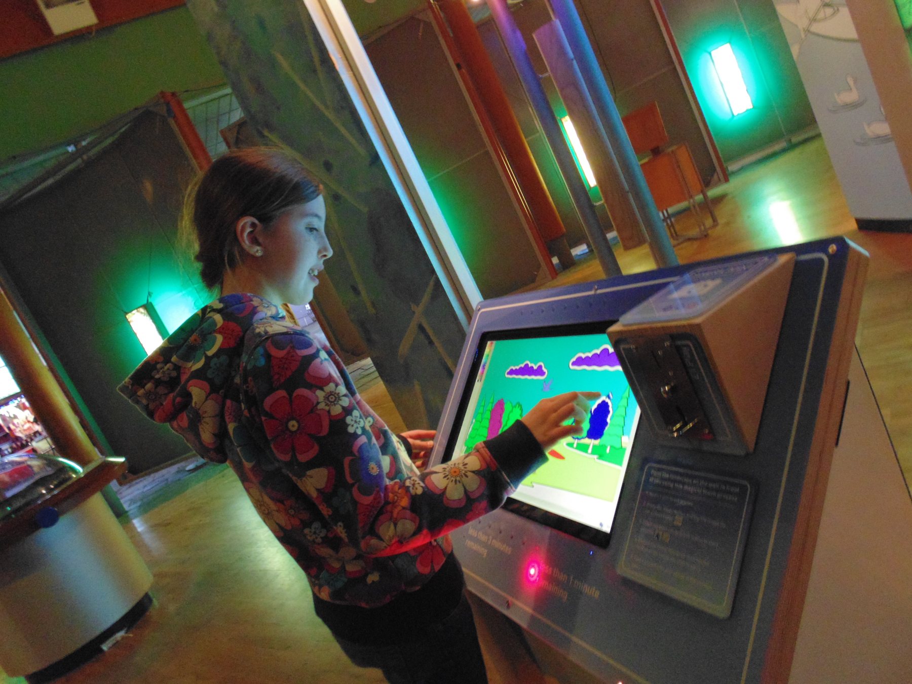Paint the Landscape: a visitor choosing colours at the touchscreen.