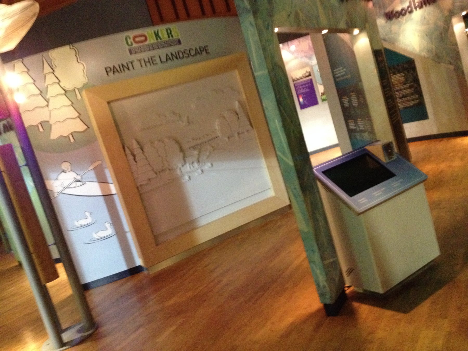 Paint the Landscape: the wall scene and console during installation.