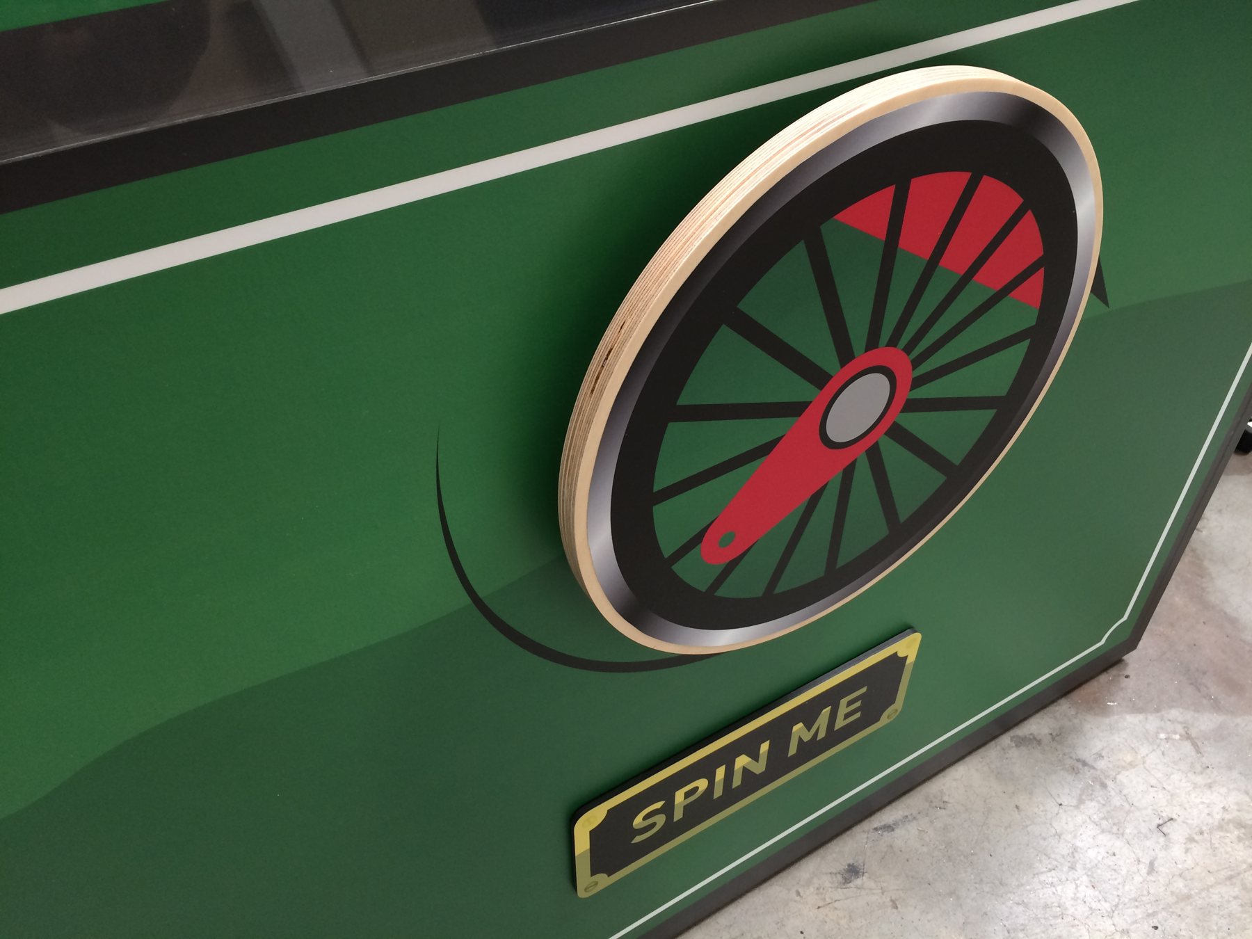 The hand-operated wheel on the steam activity.