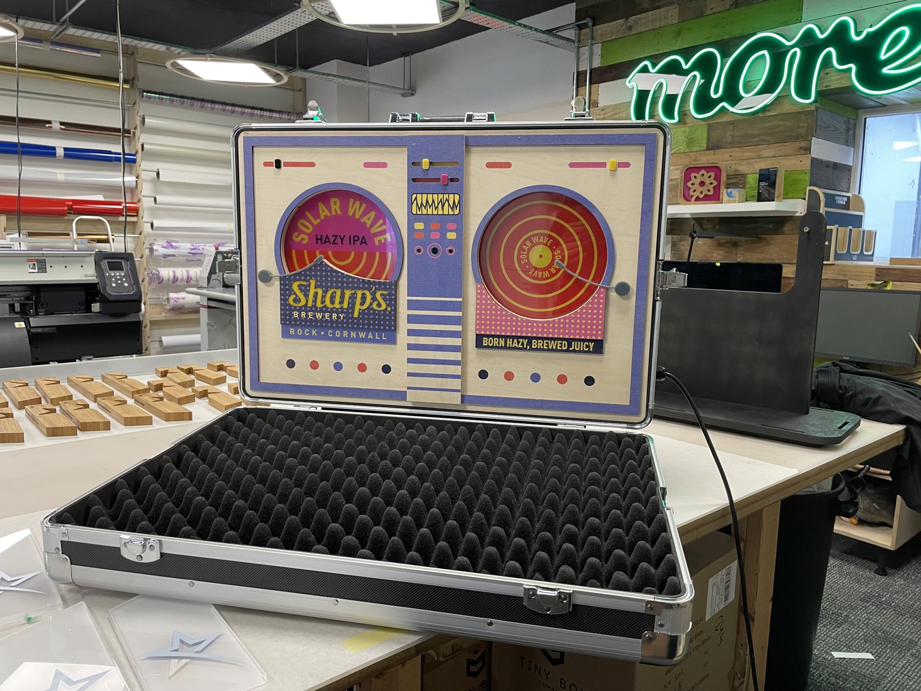 Sharp’s Brewery Event Display: the display with its protective flight case.