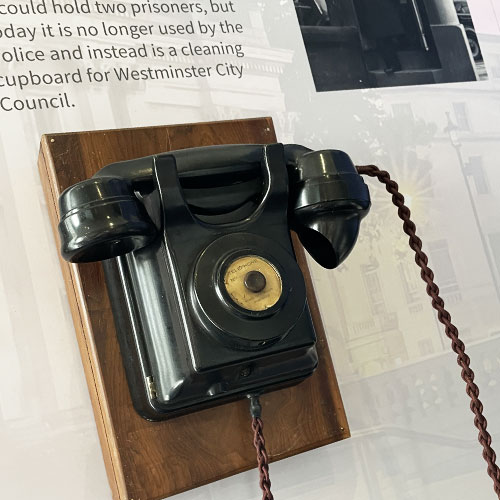 The audio telephone mounted within its heritage interpretation panel.