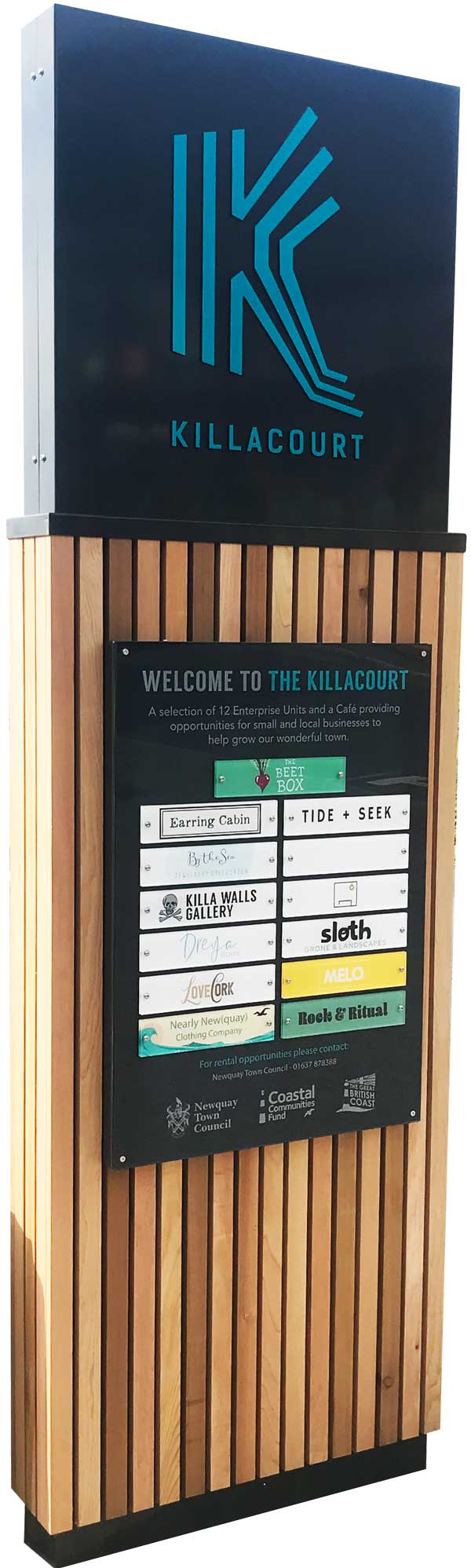 Custom free standing sign monolith for retail area