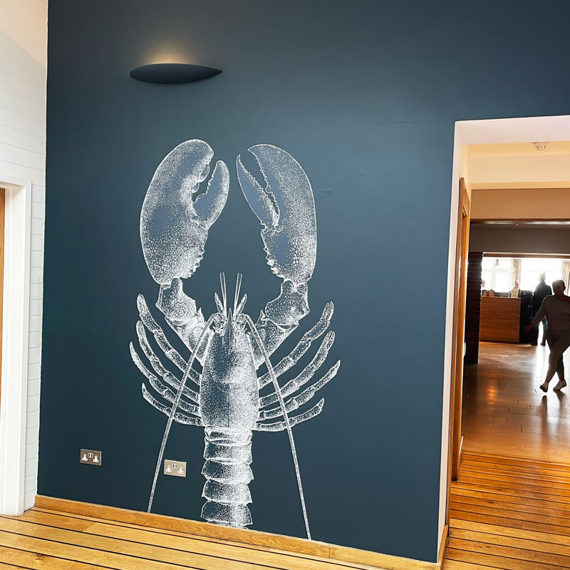 Lobster interior wall graphics for hopitality sector