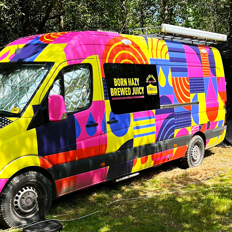 Bright full van wrap for Sharps Brewery in Cornwall