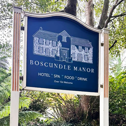 Hospitality signage for Boscundle Manor Hotel & Spa