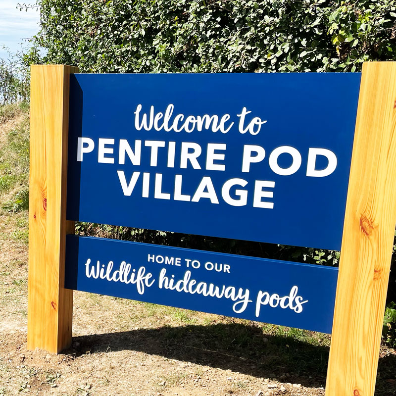 Bespoke post mounted signage with quality hardwood posts