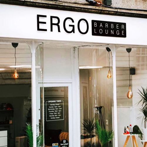 Ergo shop facia sign produced in acrylic and installed at shop in Launceston