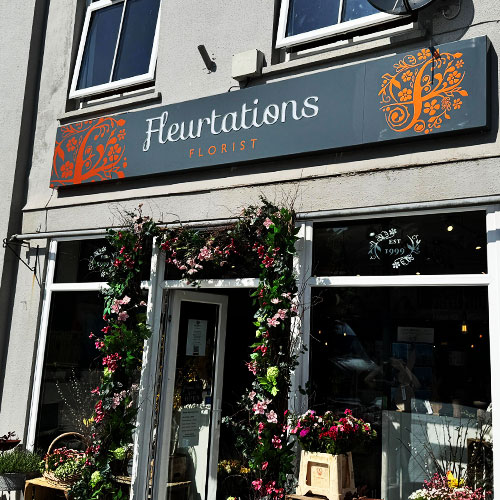 Fleurtations florist signage in Bodmin, Cornwall | More Creative