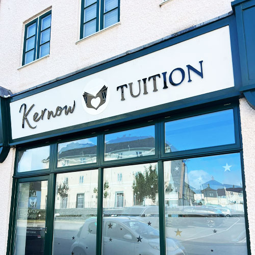 Kernow Tuition Signs in Newquay with backing sign panel