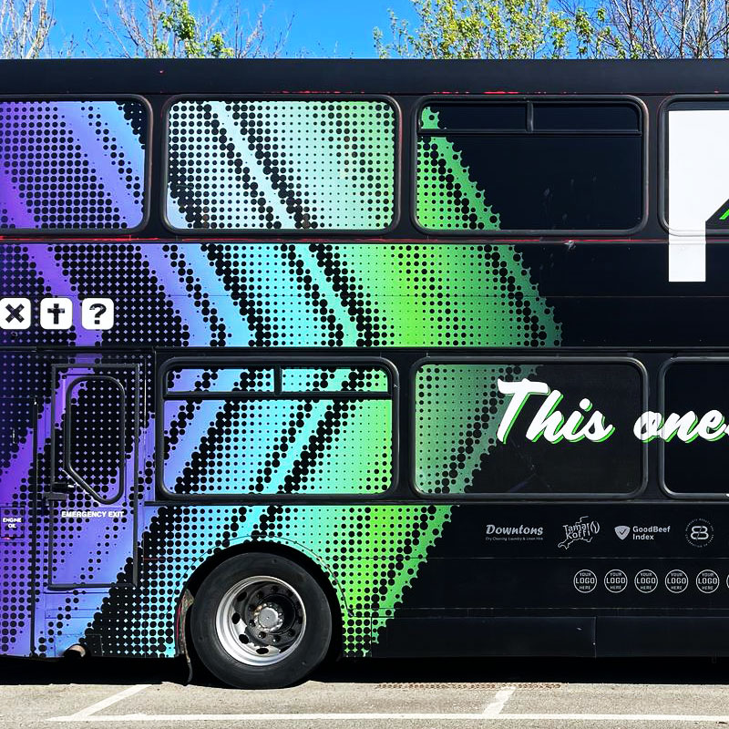 Bus signwriting and wraps in Cornwall and Devon with bight coloured designs