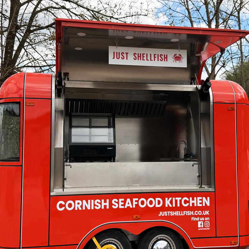 Catering food event trailer with custom graphics in Cornwall and Devon