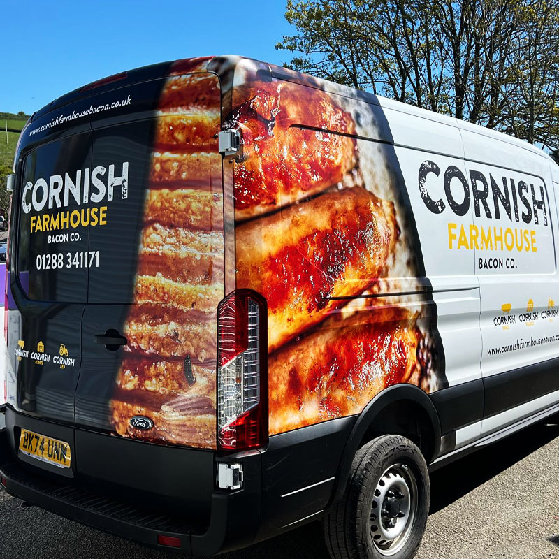 Cornish food delivery van graphics with part wrap in Cornwall and Devon