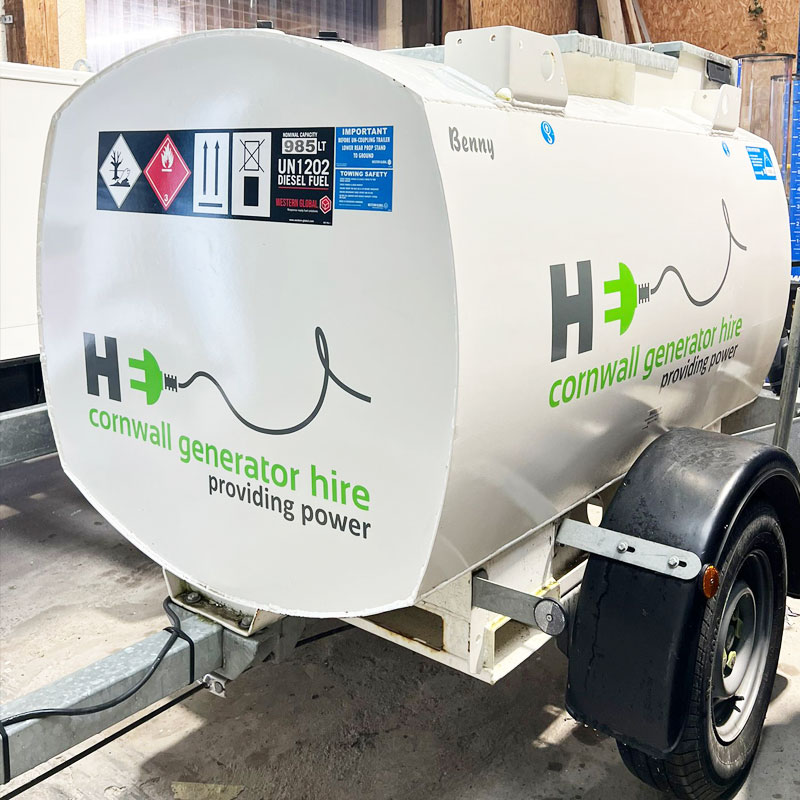 Fuel bouser trailer with cut vinyl graphics in Cornwall and Devon