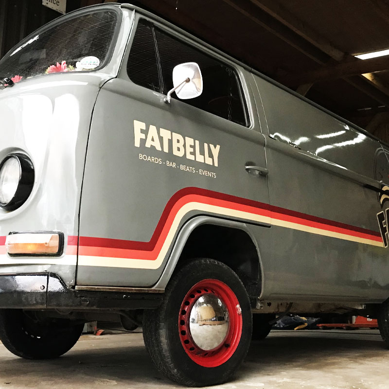 VW transported retro vinyl graphic kit made to order in Cornwall and Devon