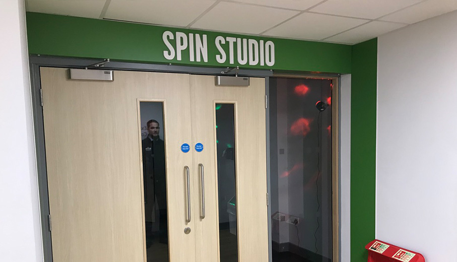 Spin Studio leisure centre signage Carterton Oxford