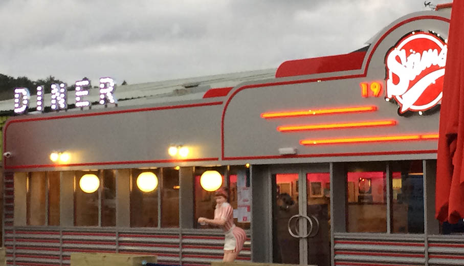 Stainless steel built up lettering with LED lighting for diner in St Austell