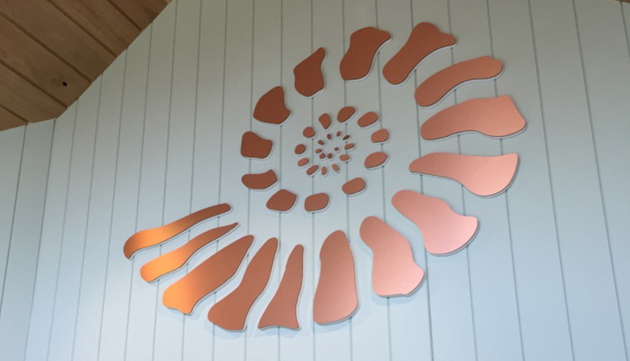Copper logo sign graphic CNC cut 3D shape Falmouth Cornwall