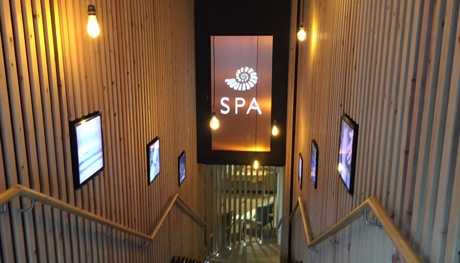 St Michaels hotel spa illuminated signs for stairwell in Cornwall
