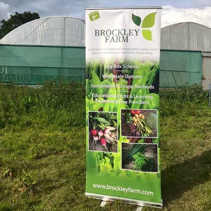 Roll Up Stand designed and printed for Brockley Farm, Launceston