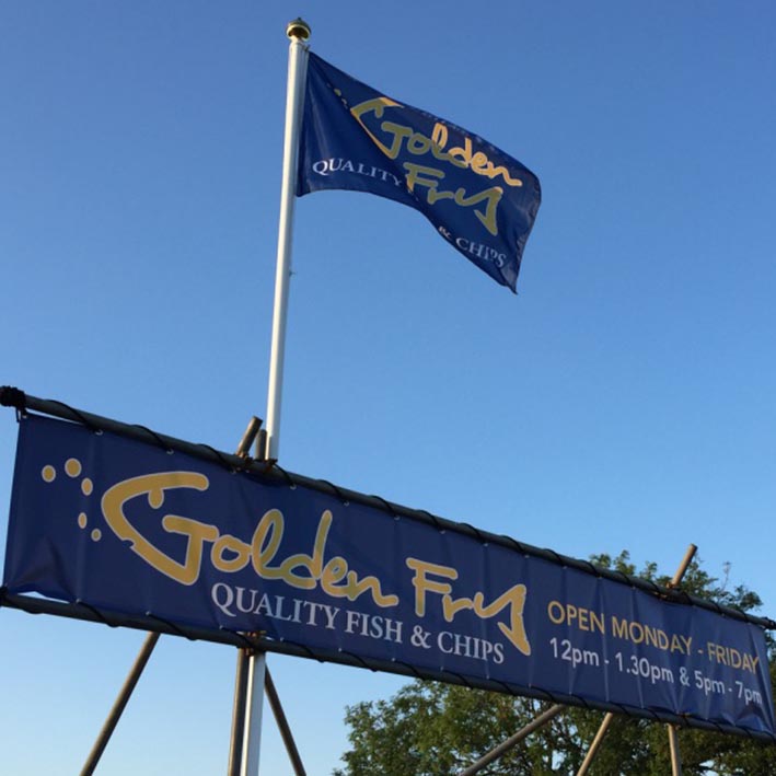 Golden Fry Bodmin Flag, Pole & Banner, fully printed.