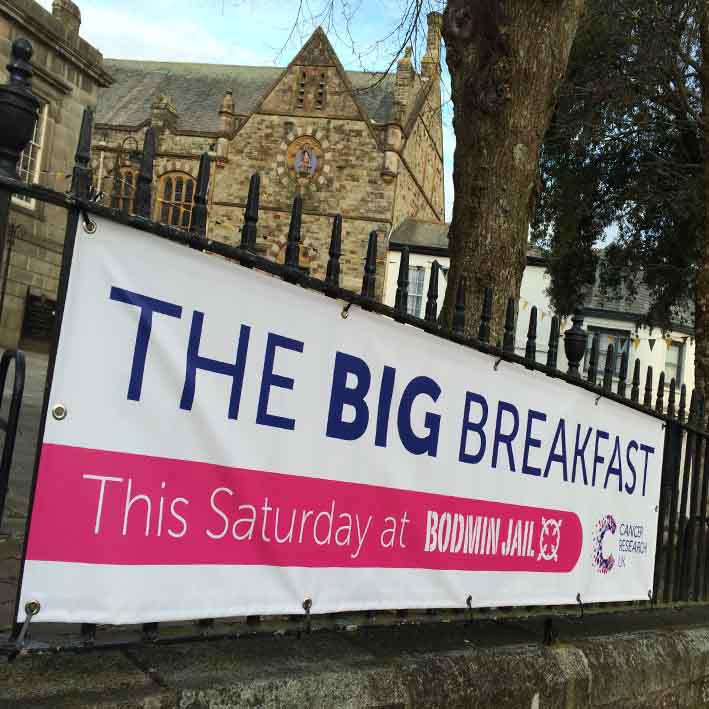 Banner with hem and eyeletts digitally printed in Bodmin