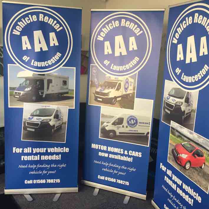 Printed roll up stands for vehicle rental company