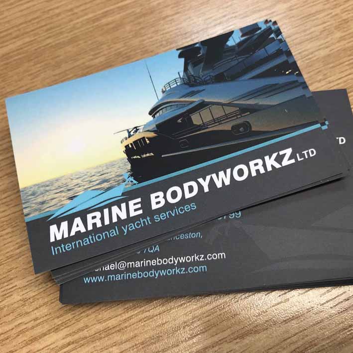 quality business card printing for marine bodyworkz