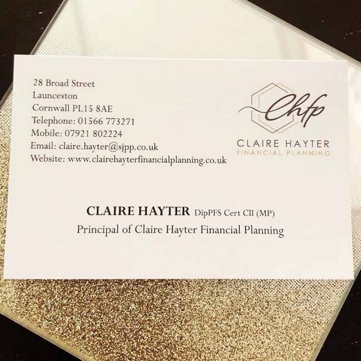 Claire Hayter Financial Planning Business Cards Launceston