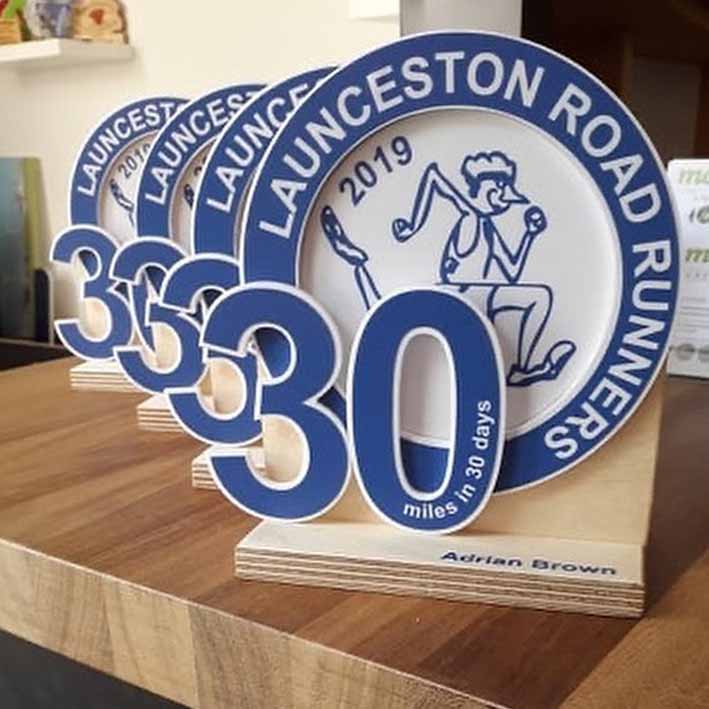 Launceston Road Runner Awards, produced from acrylic and birch ply
