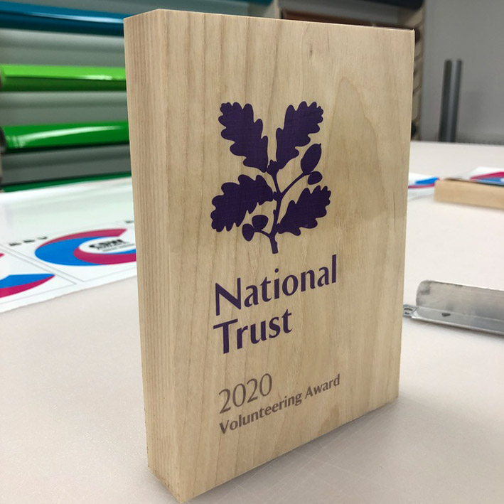 National Trust volunteering award solid wood