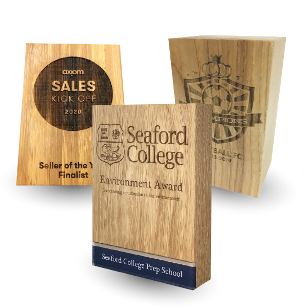 Wooden awards and trophies 