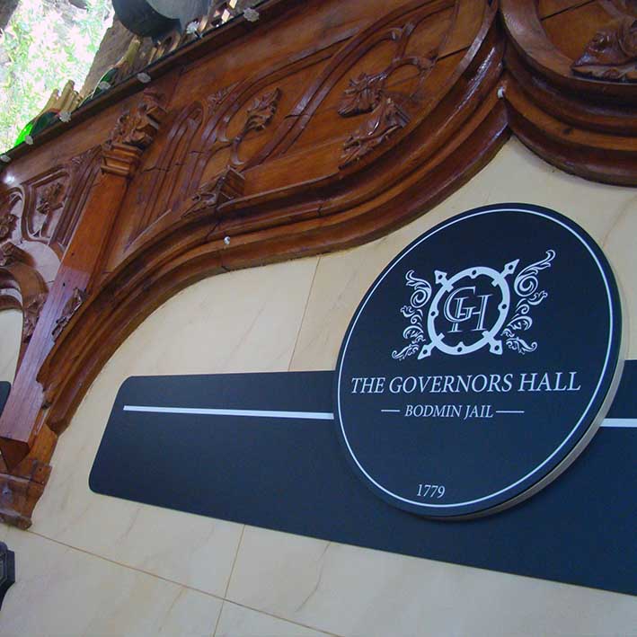 governors hall bodmin printed interior sign