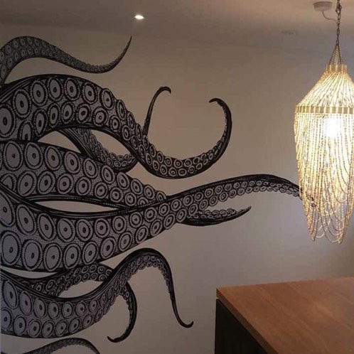 Bespoke hotel interor project with sea monsters, Falmouth Cornwall