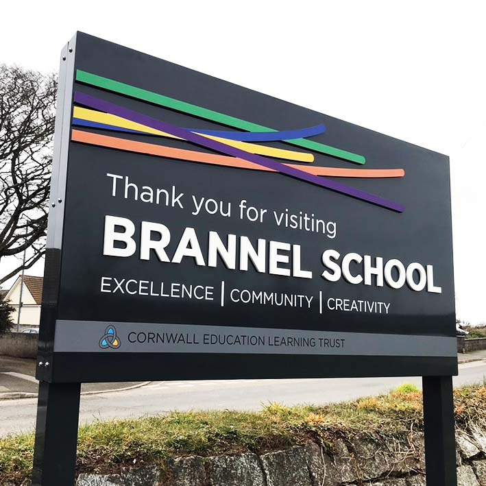 Illuminated School Sign, Brannel School Cornwall