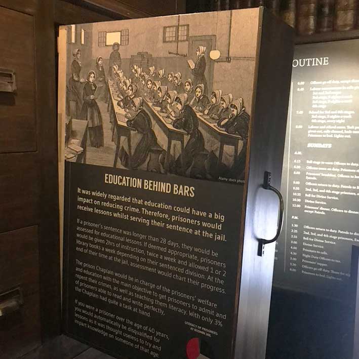 Education Behind Bars Interpretation board built into drawer unit