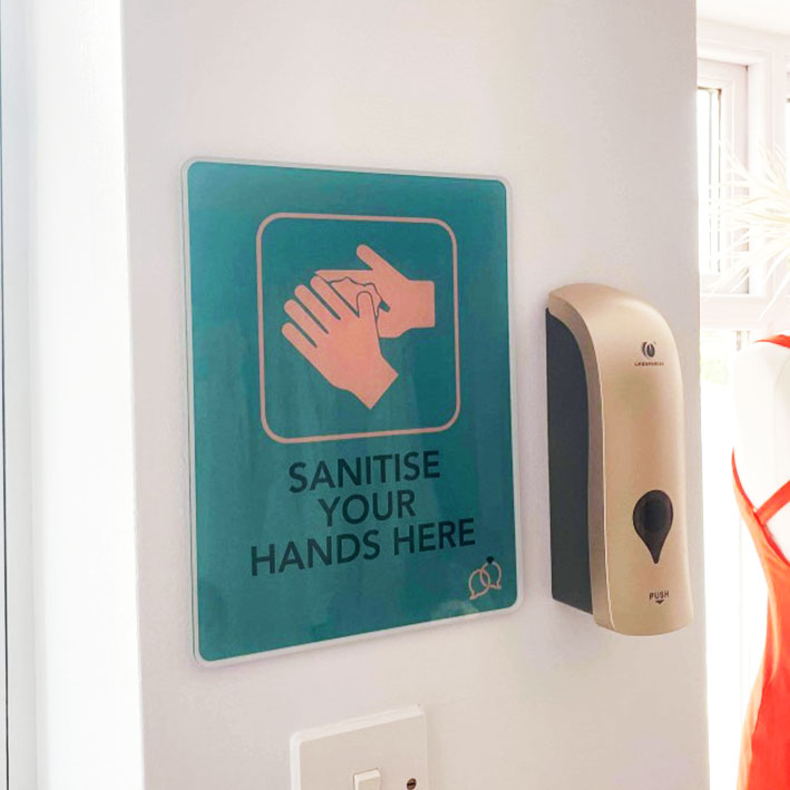 Custom digital printed sanitise your hands sign